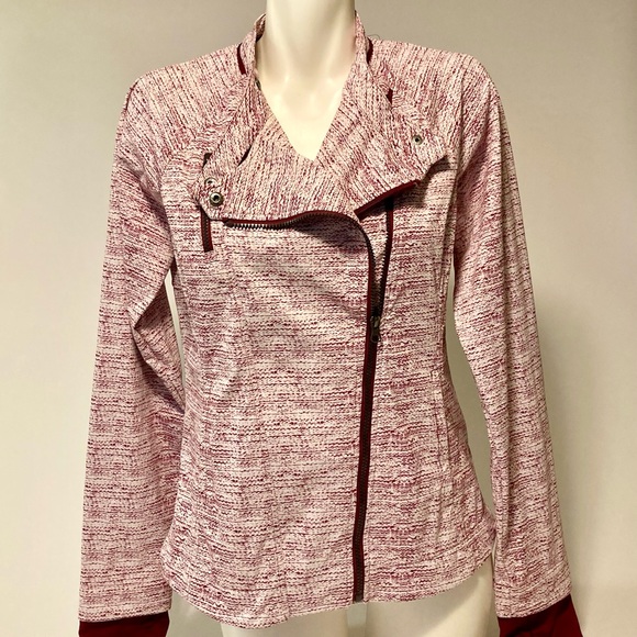 Mondetta Burgundy White Polyester Windbreaker Jacket size M - Picture 1 of 13